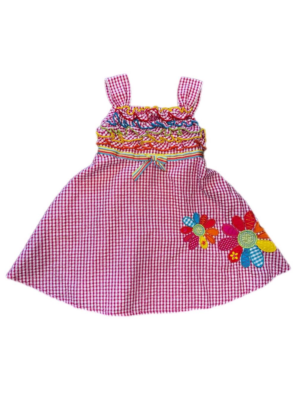 Youngland Toddler Girls Pink Gingham Ruffle Dress | Size 3T